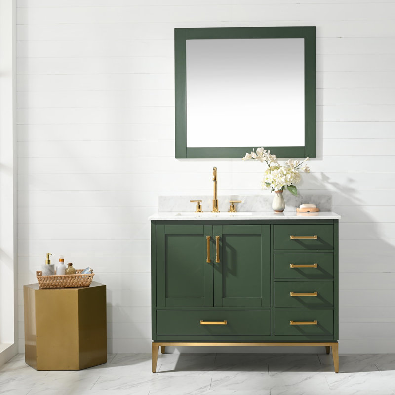 Mercury Row® Bruder 41.13'' Single Bathroom Vanity with Stone Top with